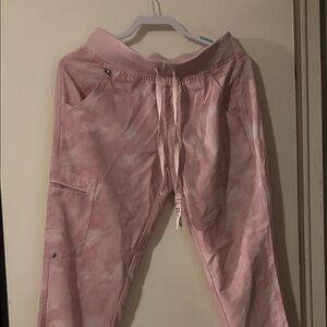 Pink Tie-Dye Figs scrub pants